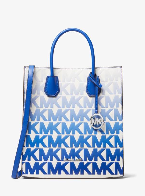 Damske Prenosná Taška Michael Kors Mercer Medium Graphic Logo Print Faux Leather Modre Biele - Kabelky Michael Kors Nejlevnejsi | DCZVT-5769